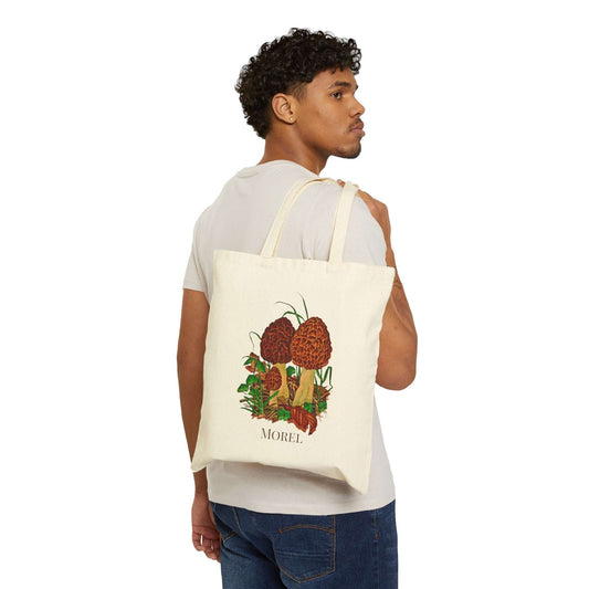 Morel Mushroom Cotton Canvas Tote Bag