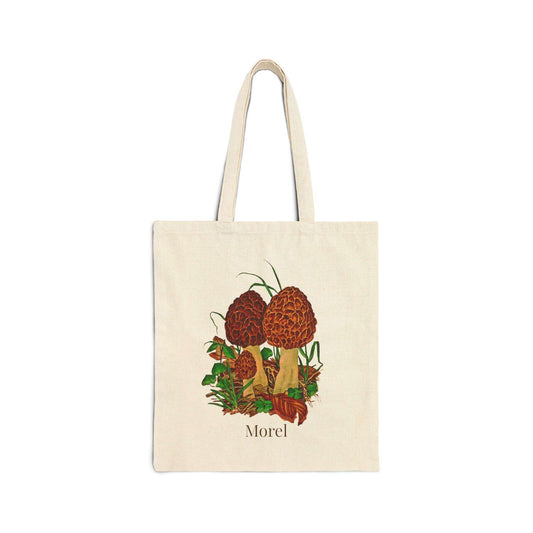 Morel Mushroom Cotton Canvas Tote Bag