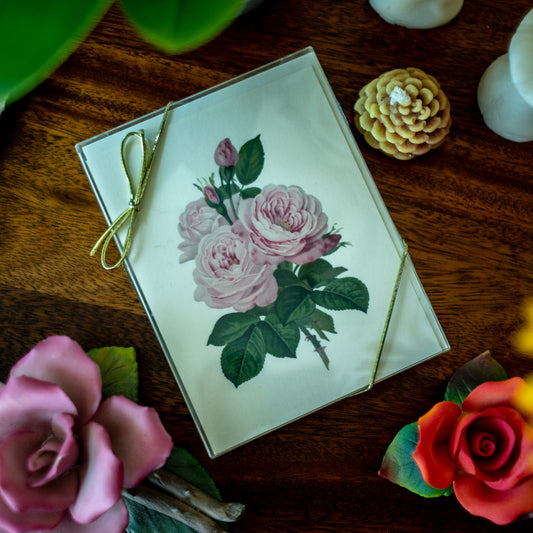 Pink Roses | Vintage Botanical Note Card Set